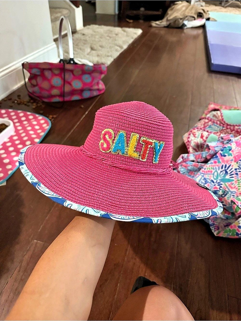 Simply Southern Salty Straw Sun Hat in Pink & Blue